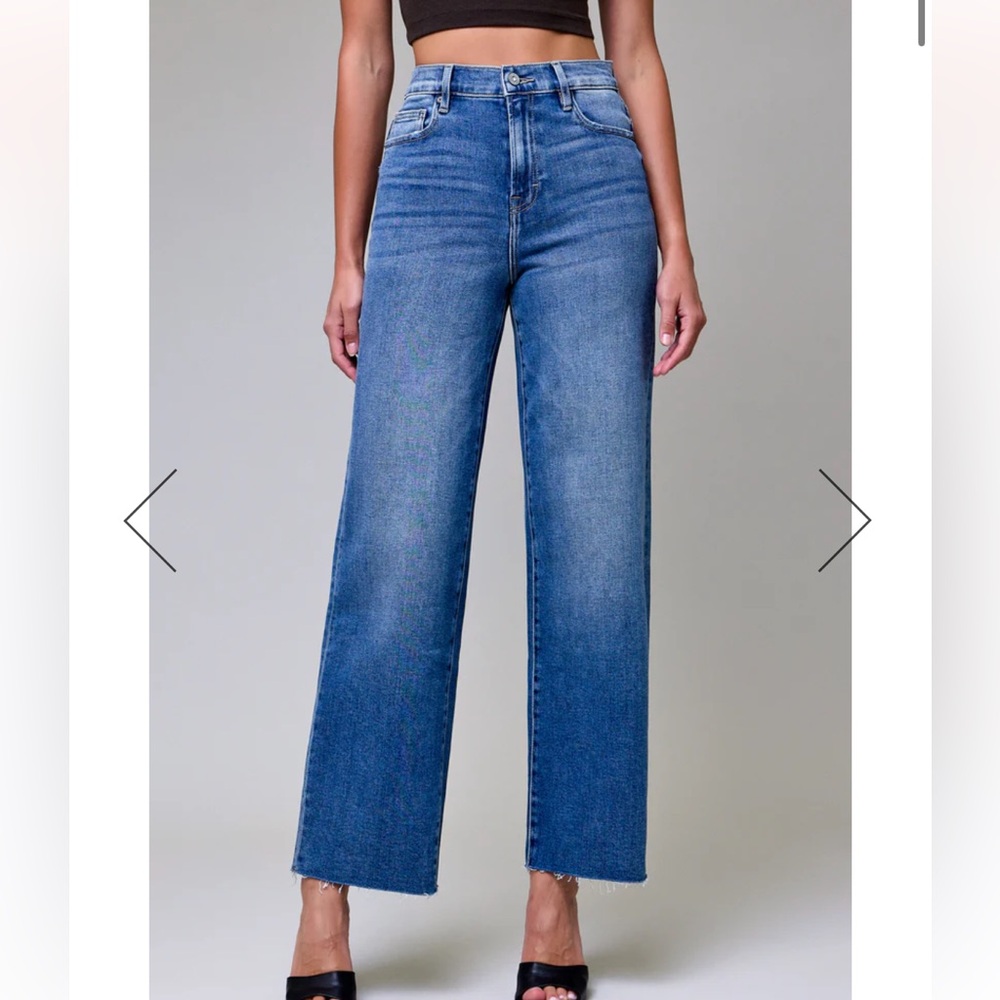 HIDDEN JEANS Logan Dad Jeans 28 Wide Leg Fray Hem High-Rise Relaxed Fit Cotton